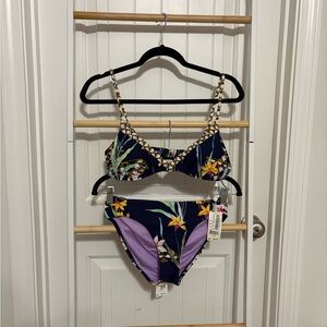 Trina Turk Floral Bikini in Navy and Purple